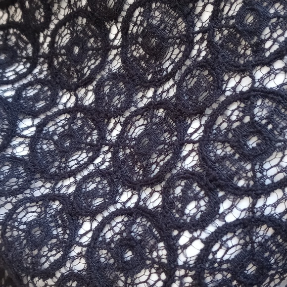 Vintage Simply Vera Navy Blue Lace Long Sleeve Sweater w Built-In White Shirt XS - Picture 8 of 16